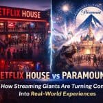Netflix House and Paramount immersive entertainment experiences showing streaming brands expanding into real-world attractions