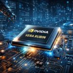 NVIDIA Vera Rubin chip visualized in a technology illustration showing advanced AI processing cores, data flow, and next-generation computing architecture.