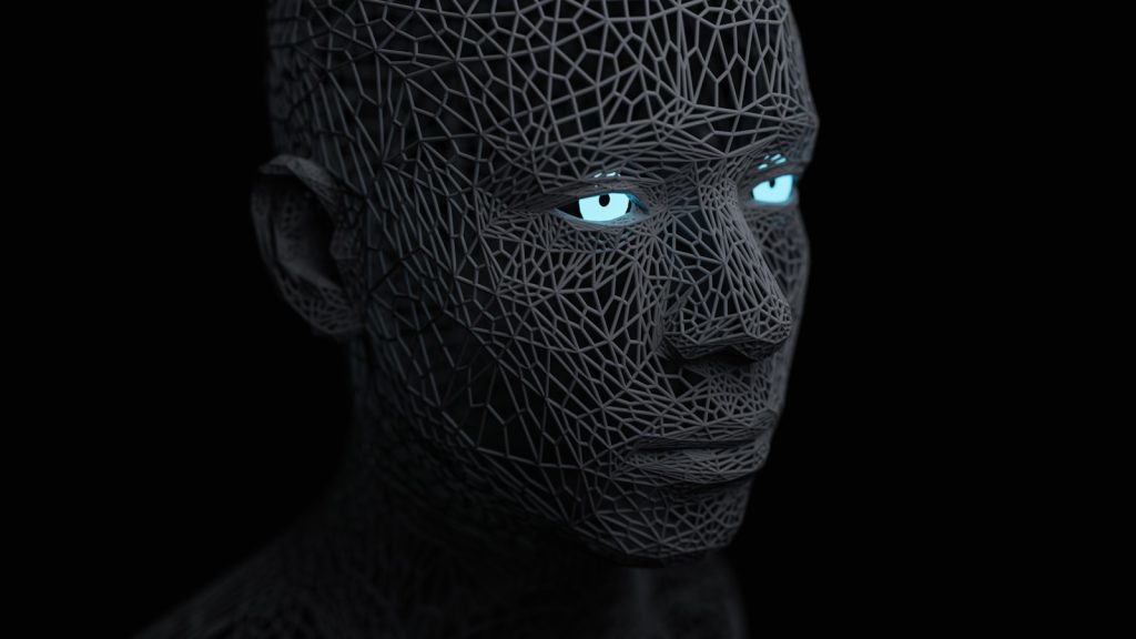 Facial recognition wireframe scan used to spot AI-generated images