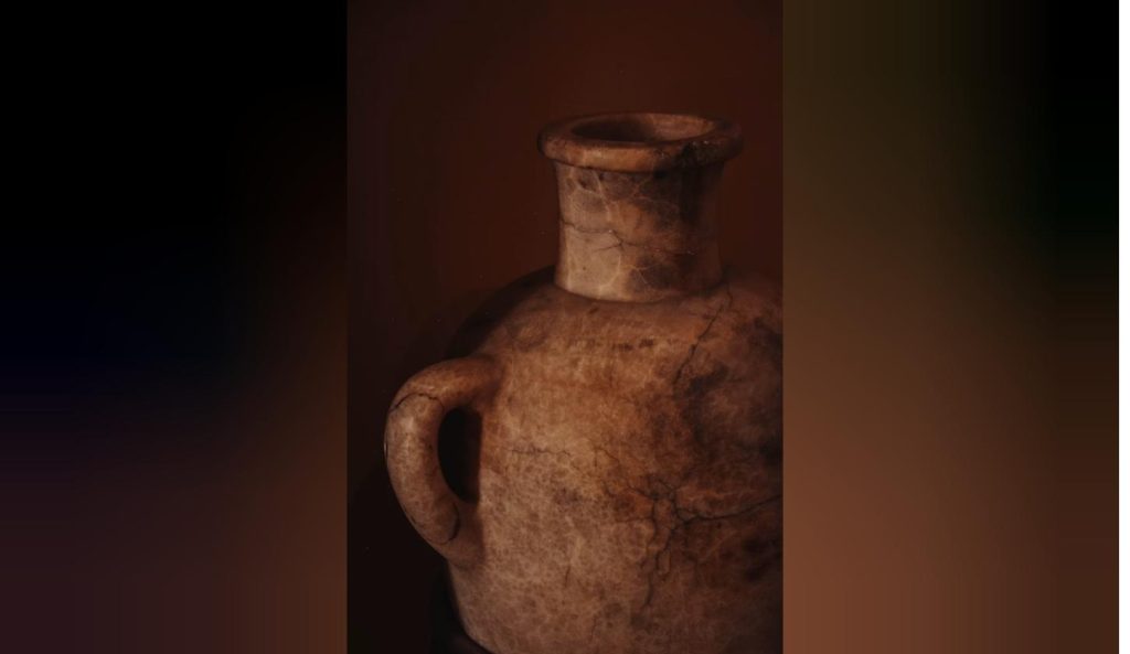 Ancient Canaanite clay storage jar similar to those found in the Ark of the Covenant discovery at Shiloh