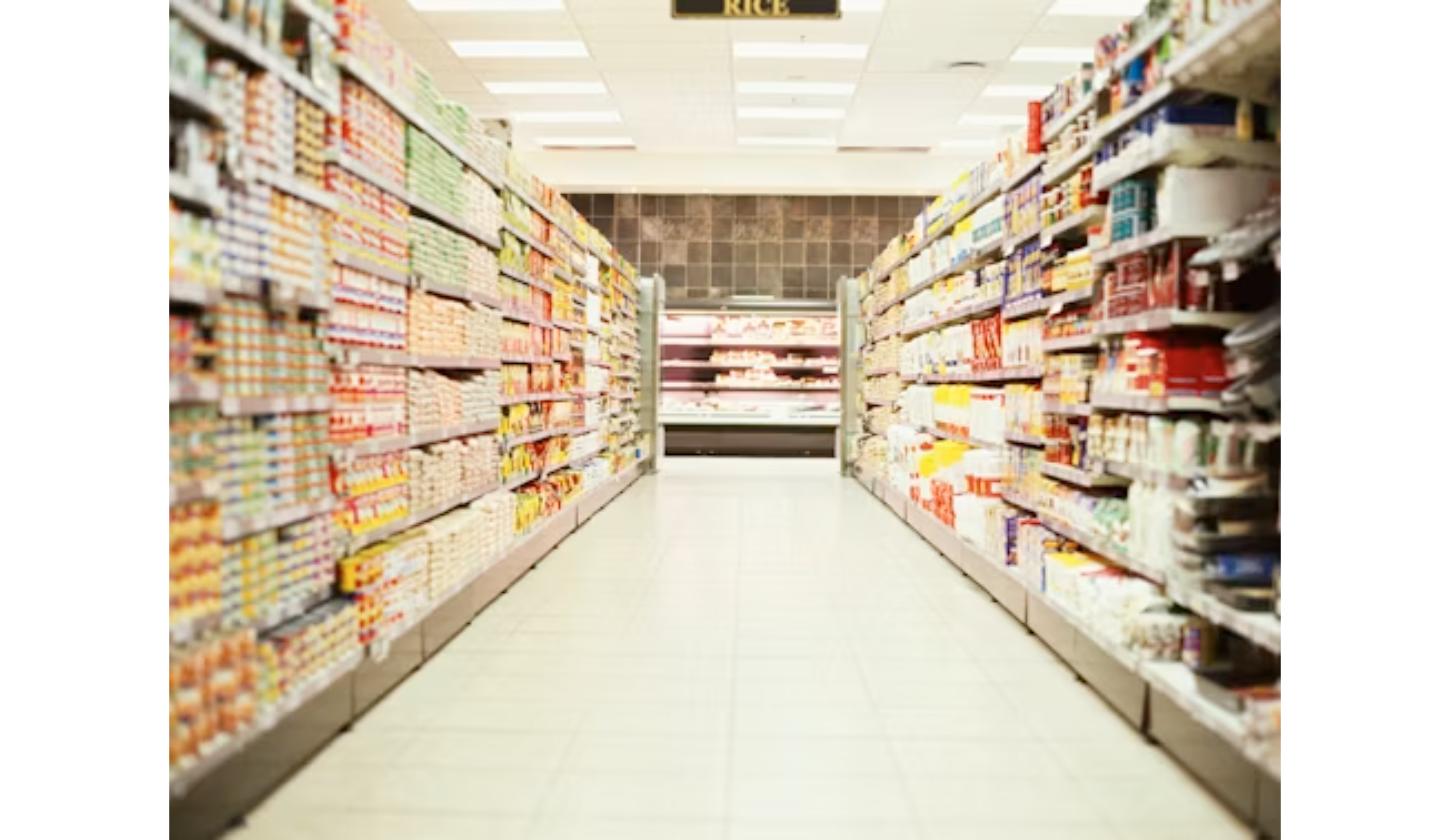 A grocery and pharmacy aisle, representing today's trending stories about the nationwide eye drop recall