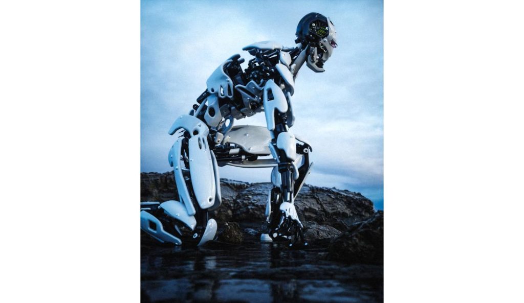 Combat-style humanoid robot representing the Shenzhen robot fighting tournament