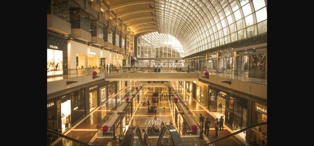 Interior of a shopping mall similar to the Aeon Mall hit by the Japan earthquake mall collapse