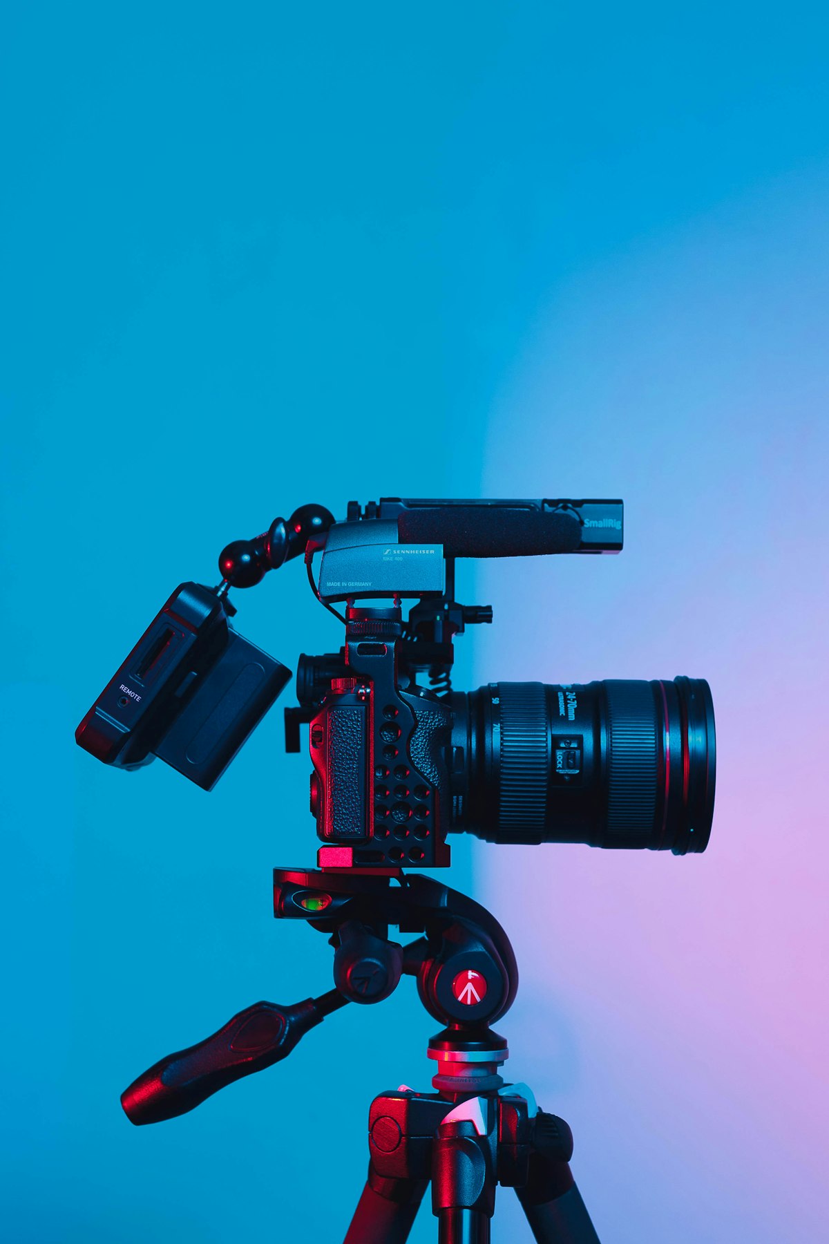 Professional cinema camera on a tripod