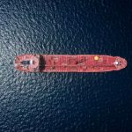 USA Iran War 2026 - aerial view of an oil tanker in the Strait of Hormuz