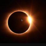 Total solar eclipse 2026 diamond ring effect with bright corona around the moon